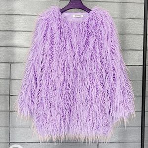 Lavender Jacket Purple Coat Fluffy Shaggy - Eras Tour Taylor Swift Lavender Haze